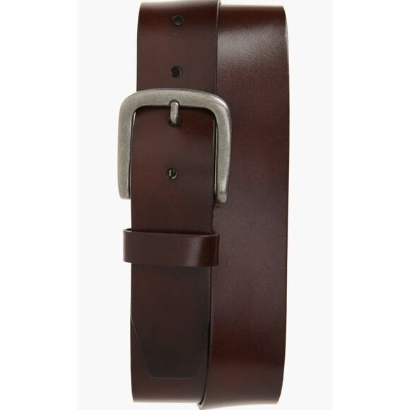 Nordstrom Ezra Rugged Leather Belt In Brown Chocolate Size 36 New - Picture 2 of 9